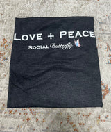 Love + Peace Social Butterfly Black Heather Muscle Tank