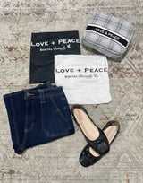 Love & Peace Black and White Cosmetic/Travel Bag