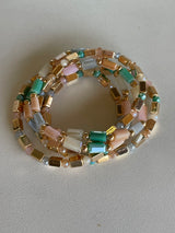 Pastels & Gold Rectangle Beads Set of 5 Stretch Bracelets