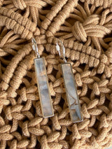 Shelly Thin Rectangle Drop & Silver Dangle Earrings