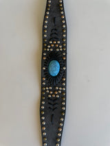 Gypsy Soul Charcoal w/Turquoise Stone Tapered Belt