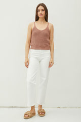 Coral Knit Ribbed Sweater Tank