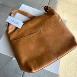 Tan Large Purse w/Braided Strap, Outer Pockets & Zipper Closure - PETA Approved Vegan