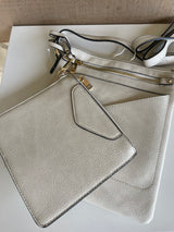 Cream Crossbody 2 in 1 Purse with Hidden Pocket Clutch