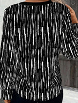 Black Boho Striped Long Sleeve Blouse