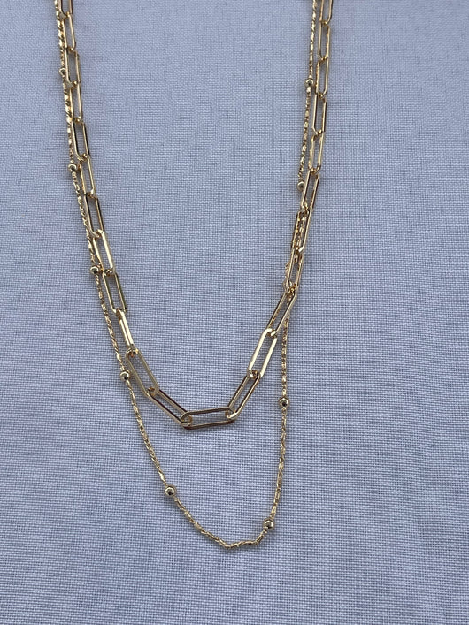 Gold Ball & Chain Layered Necklace