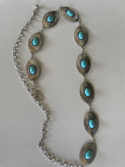 Sedona Antique Silver & Turquoise Concha Chain Belt