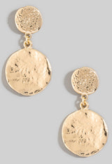 Gold Hammered Coin Post Earrings