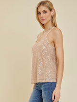 Stunning Gold Sequins Racerback Tank Top