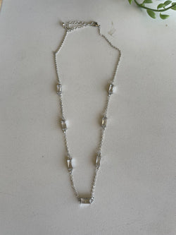 Silver & Rectangle Crystal Stone Necklace