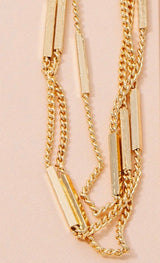 14K Gold Dipped Bar & Chain Layered Necklace