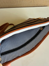 Wunderland Camel Crossbody Purse w/Zipper Pockets