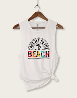Take Me To The Beach White Graphic Tank Top