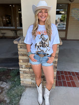 Cowgirls Wildest Angels Off-White Boxy Graphic Tee