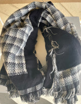 Black & White Checkered and Fringe Scarf