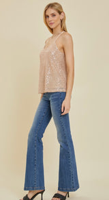 Stunning Gold Sequins Racerback Tank Top