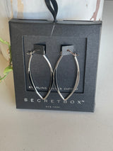 Secret Box Sterling Silver Dipped Wavy Oval Shaped Hoop Earrings