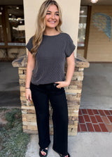 Black Wide Leg Mid Rise Jeans by Just USA