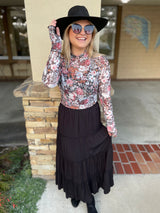 Black Tiered Maxi Skirt w/Elastic Waistband