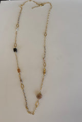 Unique Moonstone & Gold Long Necklace