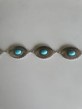 Sedona Antique Silver & Turquoise Concha Chain Belt