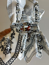 Black & White Paisley Print Bow Hair Clip
