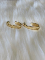Gold Dipped Oval Open Huggie Hoop Earrings