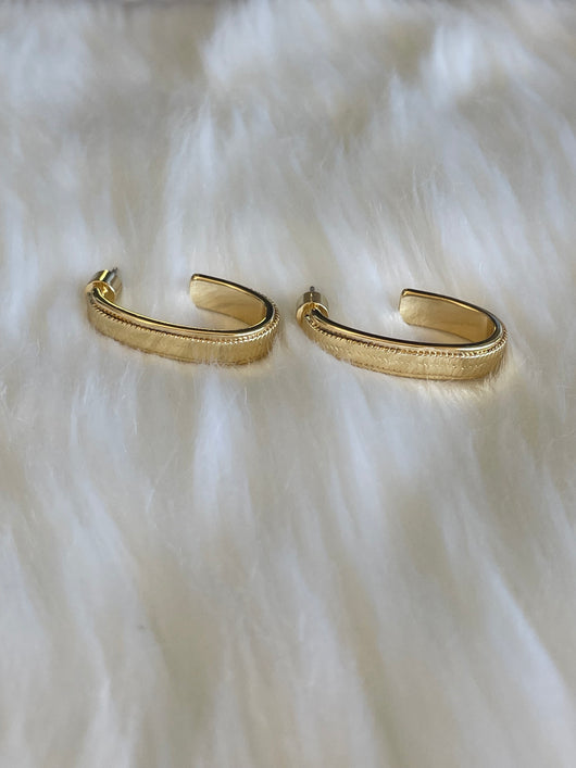 Gold Dipped Oval Open Huggie Hoop Earrings