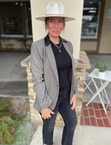 Charcoal Twilled Single Breast Classic Tailored Blazer