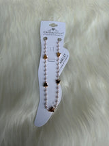 Gold Butterfly & Pearl Ball Adjustable Anklet