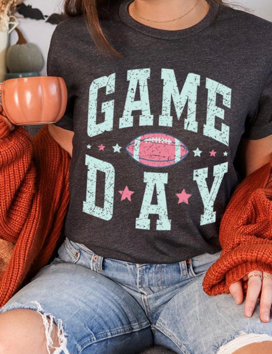 Game Day Football Dark Grey Graphic Tee