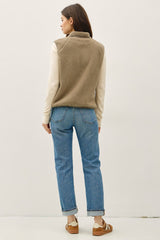 Olive Soft Thermal & Fleece Button Up Vest w/Pockets
