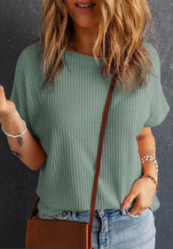 Coastal Waffle Knit Short Sleeve Top