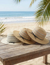 Tahiti Beige Sunhat w/Colorful Stitching & Black Band