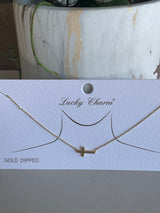 Sideways Cross Gold Dipped 15.5”-17.5” Necklace