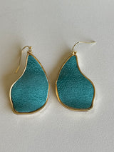 Turquoise & Gold Textured Wing Fishhook Earrings