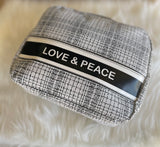 Love & Peace Black and White Cosmetic/Travel Bag