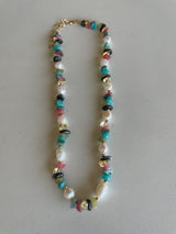 Pebble Beach Stones & Pearl Beaded Necklace
