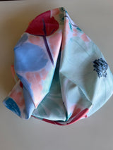 Blue & Pink Flower Print Silk Square Scarf