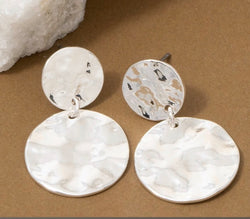 Silver Hammered Coin Post Earrings