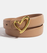 Beige Belt w/Gold Heart Buckle