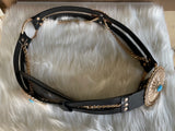 Black & Gold Chain W/Turquoise Concho Slide Belt