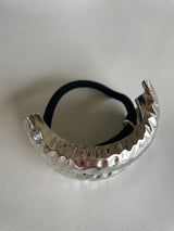 Black Hair Tie w/Set of 2 Silver & Gold Metal Design