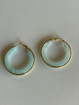 Gold & Teal Resin Hoop Earrings