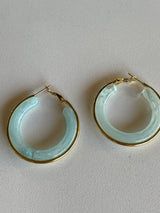 Gold & Teal Resin Hoop Earrings