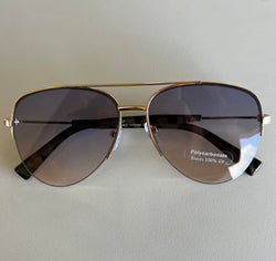 Aviator Tortious & Gold Frame Sunglasses w/Light Lenses