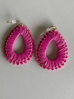 Fushia Pink Teardrop Earrings