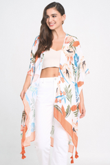 Palm Beach Ivory & Orange OS Kimono