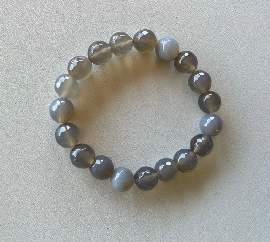 Grey Beaded Stretch Bracelet