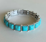 Turquoise Stones & Silver Stretch Bracelet